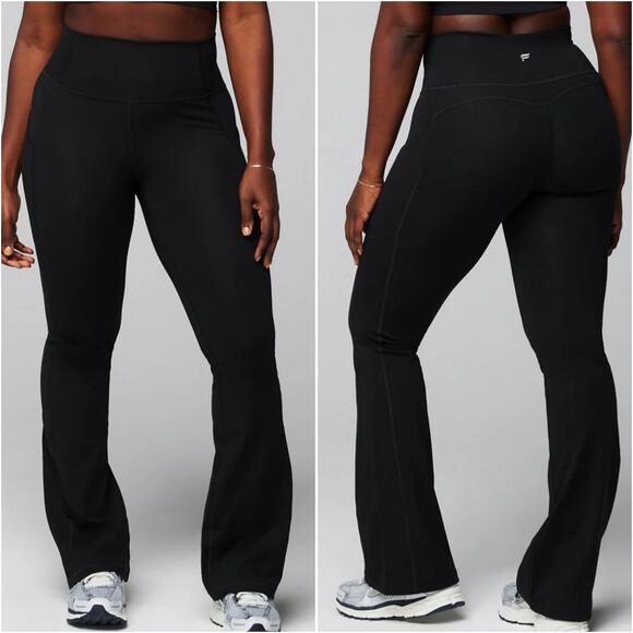 Fabletics NEW XL Oasis High-waisted kick flare yoga pants black super soft - Picture 1 of 5